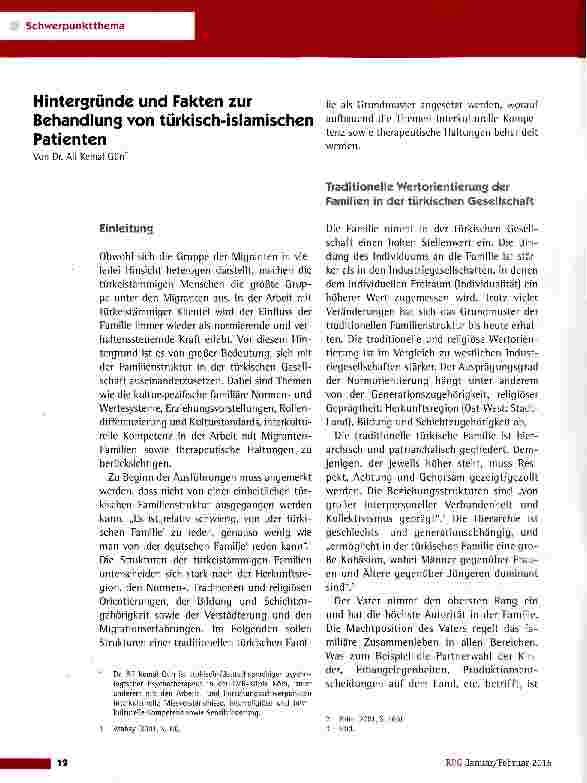 Vorschauseite 1: Hintergründe und Fakten zur Behandlung von türkischislamischen Patienten