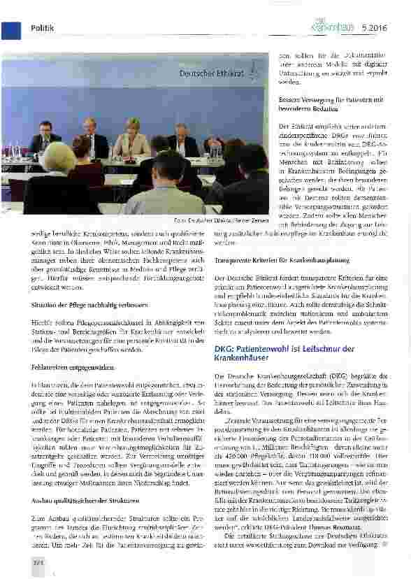Vorschauseite 2: Für eine am Patientenwohl orientierte Ausgestaltung der Krankenhausversorgung