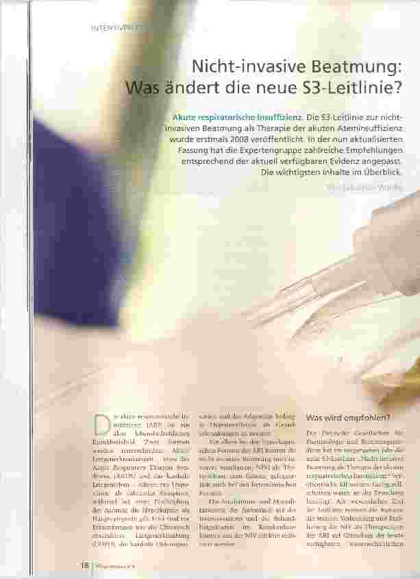 Vorschauseite 1: Nicht-invasive Beatmung: Was ändert die neue S3-Leitlinie?