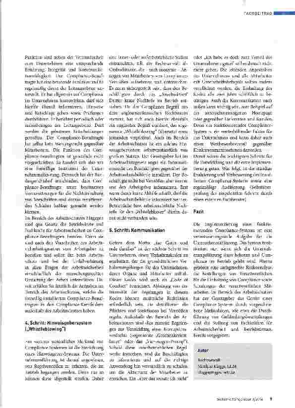 Vorschauseite 2: Serie Teil 3 Compliance und Arbeitsschutz