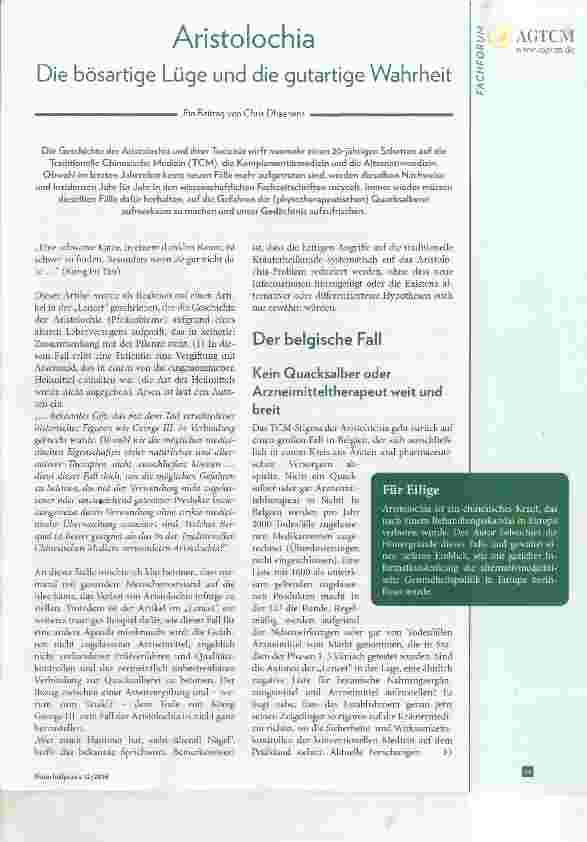 Vorschauseite 1: Aristolochia Die bösartige Lüge und die gutartige Wahrheit