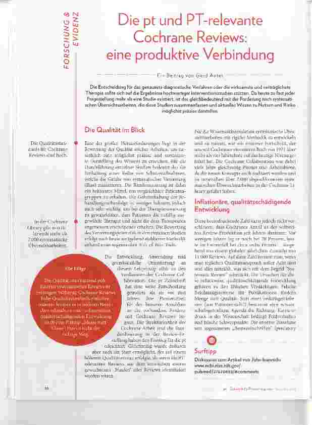 Vorschauseite 1: Die pt und PT-relevante Cochrane Reviews: eine produktive Verbindung