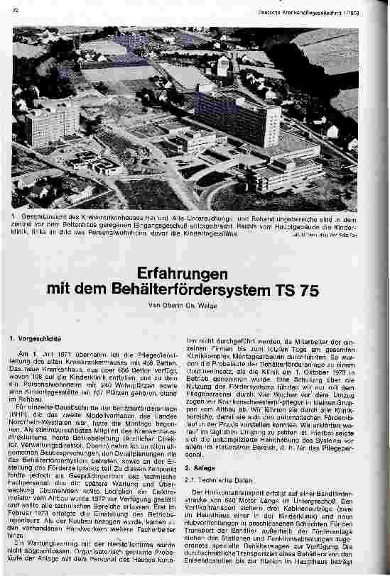 Vorschauseite 1: Erfahrungen mit dem Behälterförderungssystem TS 75