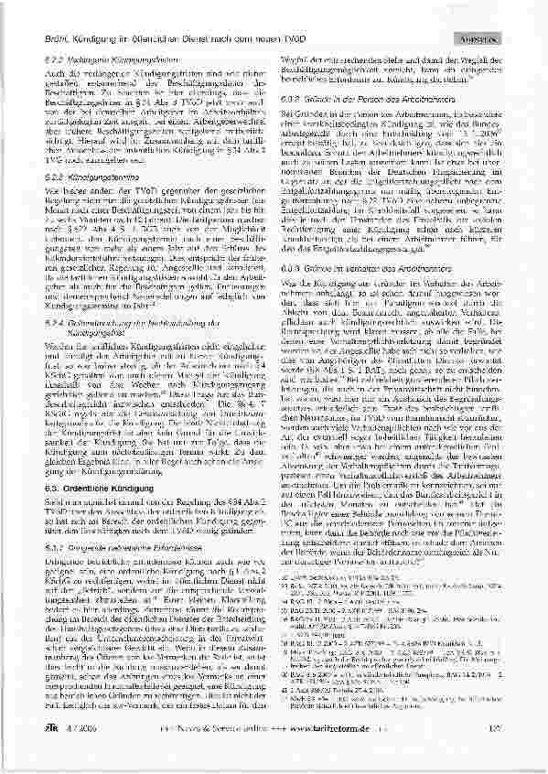 Vorschauseite 4: Kündigung im öffentlichen Dienst nach dem neuen TVöD