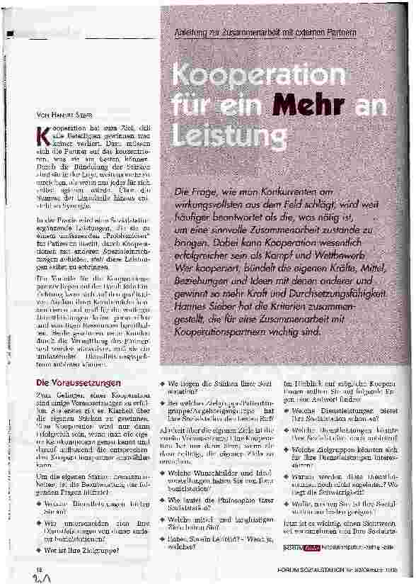 Vorschauseite 1: Kooperation für ein Mehr an Leistung Anleitung zur Zusammenarbeit mit externen Partnern