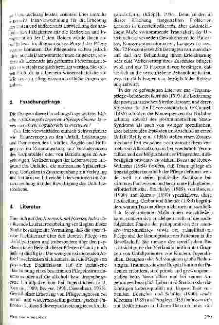 Vorschauseite 2: Pflegende einer traumatologischen Klinik erforschen die Bedürfnisse ihrer Patienten