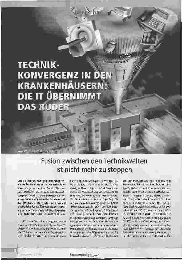 Vorschauseite 1: TECHNIKKONVERGENZ IN KRANKENHÄUSERN: DIE IT ÜBERNIMMT DAS RUDER