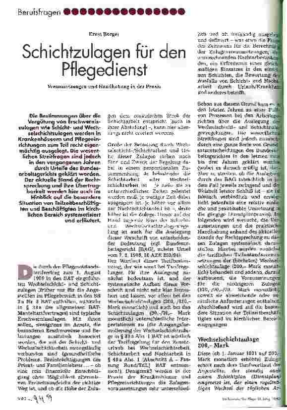 Vorschauseite 1: Schichtzulagen für den Pflegedienst Voraussetzungen und Handhabung in der Praxis