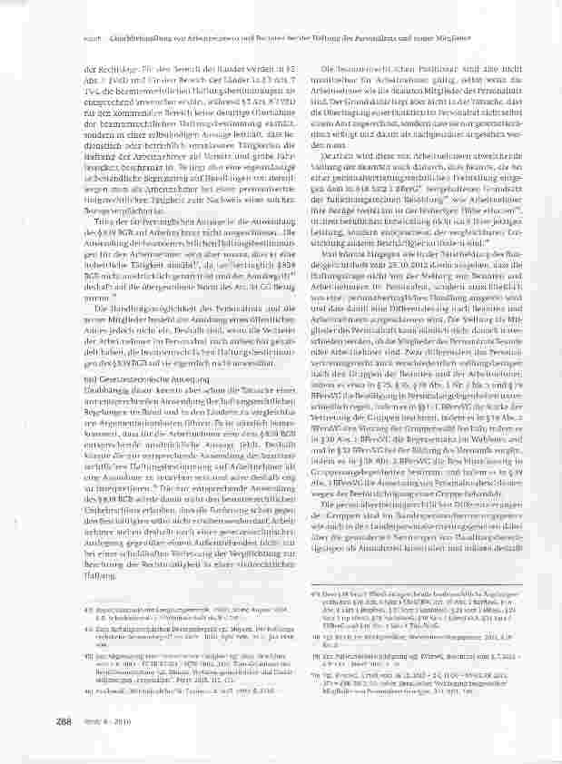 Vorschauseite 5: Gleichbehandlung von Arbeitnehmern und Beamten bei der Haftung des Personalrats und seiner Mitglieder