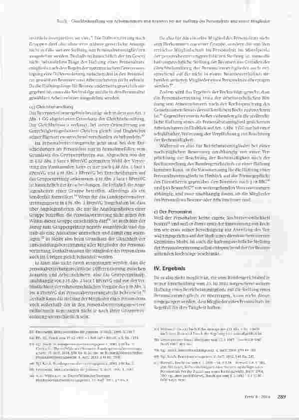 Vorschauseite 6: Gleichbehandlung von Arbeitnehmern und Beamten bei der Haftung des Personalrats und seiner Mitglieder