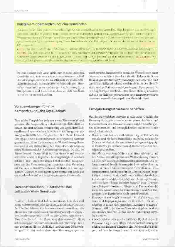 Vorschauseite 3: Demenzfreundliche Gemeinde ein Wertewandel