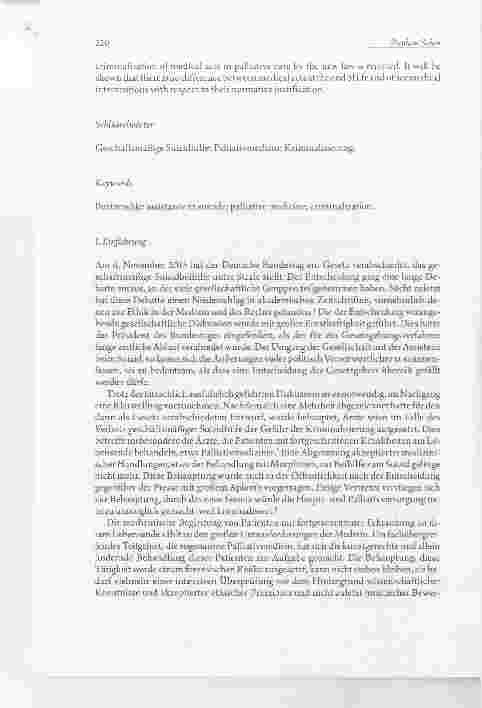 Vorschauseite 2: Keine Kriminalisierung der Palliativmedizin - Ein Nachtrag zur Entscheidung des Bundestages, geschäftsmäßige Suizidassistenz zu verbieten