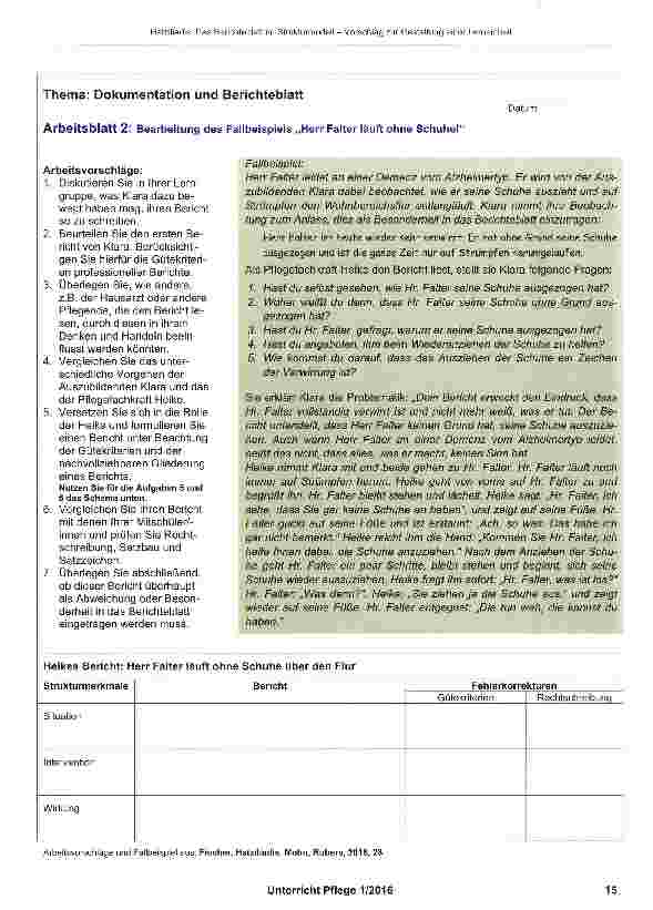 Vorschauseite 4: Das Berichteblatt im Strukturmodell