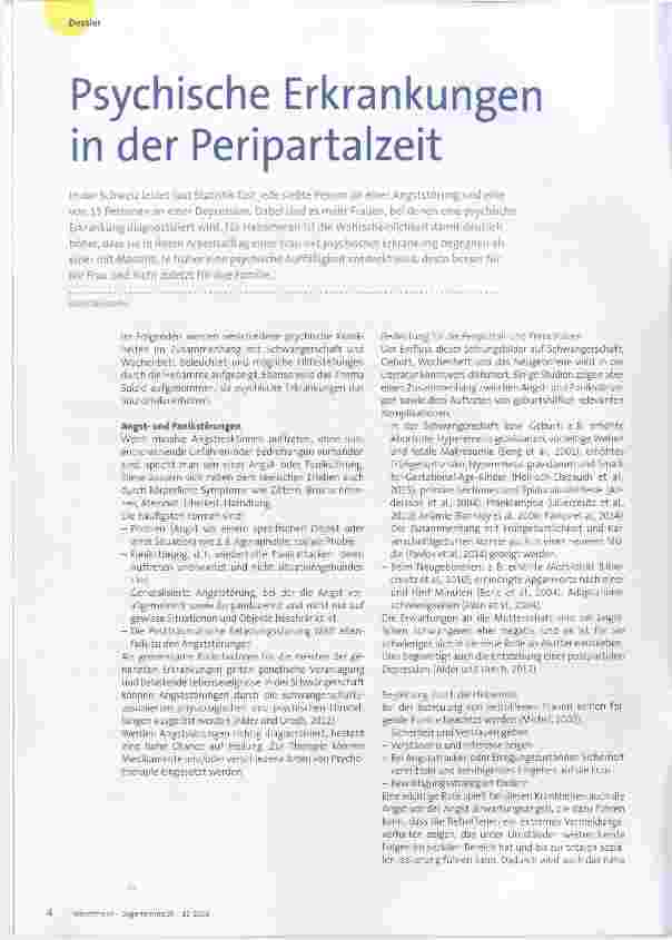 Vorschauseite 1: Psychische Erkrankungen in der Peripartalzeit