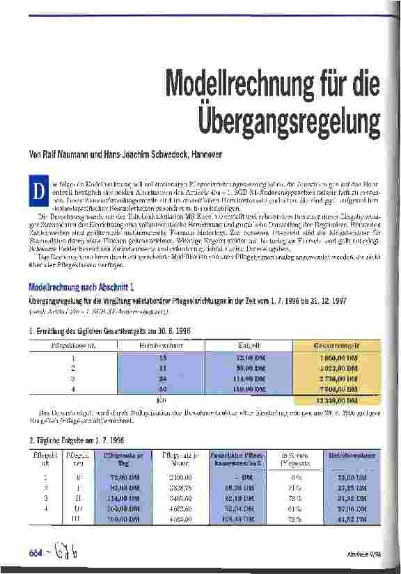 Vorschauseite 1: Modellrechnung für die Übergangsregelung