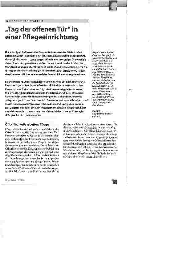Vorschauseite 1: Tag der offenen Tür in einer Pflegeeinrichtung