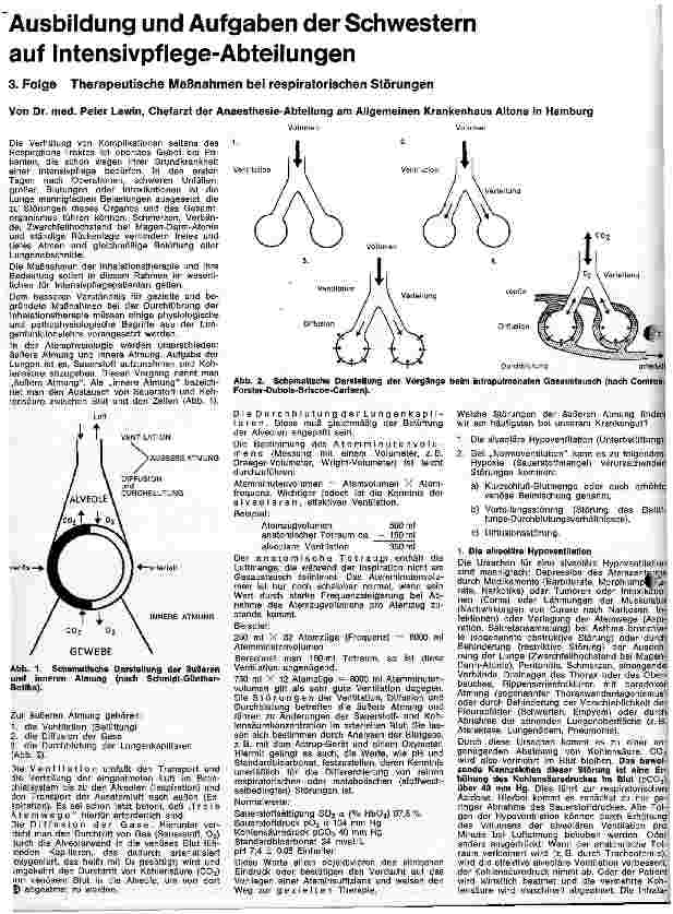 Vorschauseite 1: Ausbildung und Aufgaben der Schwester auf Intensivpflegeabteilungen 3. Folge: Therapeutische Maßnahmen bei respiratorischen Störungen