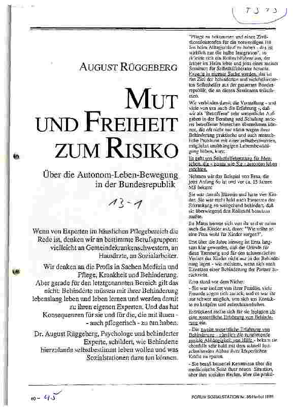 Vorschauseite 1: Mut und Freiheit zum Risiko