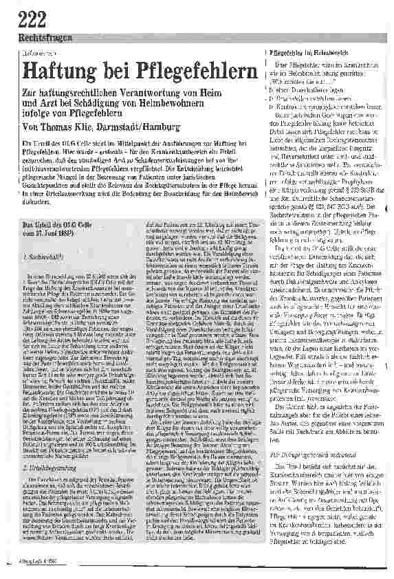 Vorschauseite 1: Haftungen bei Pflegefehlern