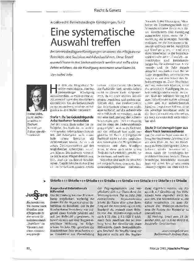 Vorschauseite 1: Eine systematische Auswahl treffenArbeitsrecht: Betriebsbedingte Kündigungen,Teil 2
