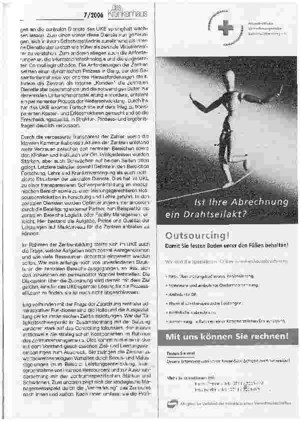 Vorschauseite 3: Auswirkungen der Zentrenstruktur auf die strategische Entwicklung des UKE
