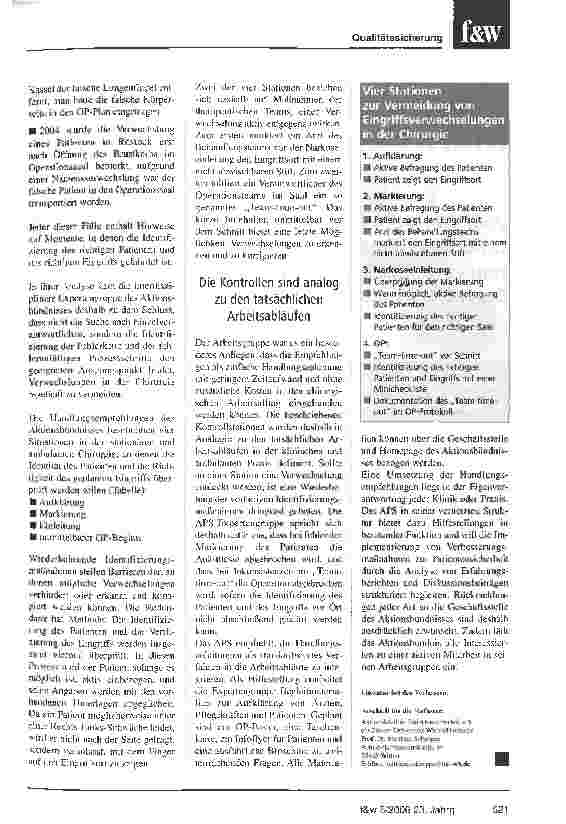 Vorschauseite 2: Prävention vermeidet Fehler in der Chirurgie