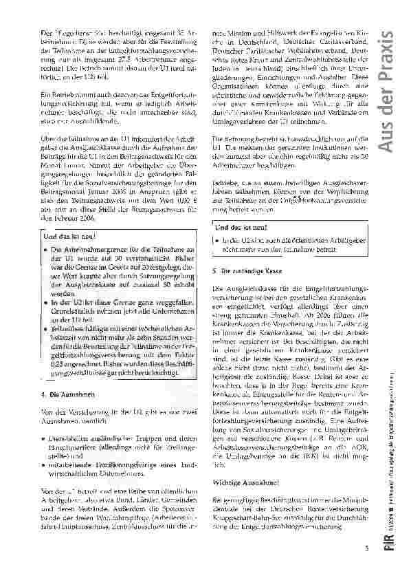 Vorschauseite 3: Neuregelung der Entgeltfortzahlungsversicherung