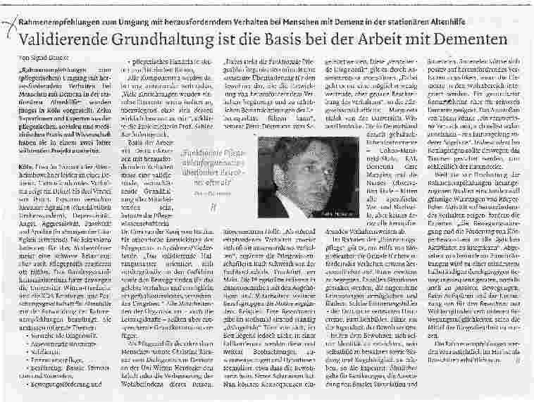 Vorschauseite 1: Validierende Grundhaltung ist die Basis bei der Arbeit mit Dementen