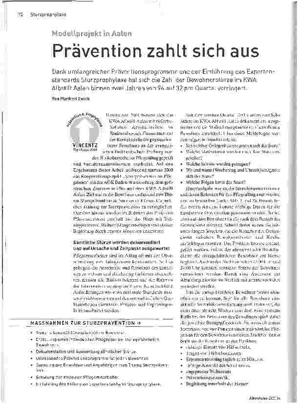 Vorschauseite 1: Modellprojekt in AalenPrävention zahlt sich aus