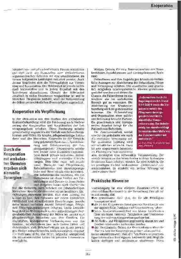 Vorschauseite 4: Gegen den Pendeleffekt Das Projekt Krankenhaus und Sozialstation - Vernetzung der Dienste