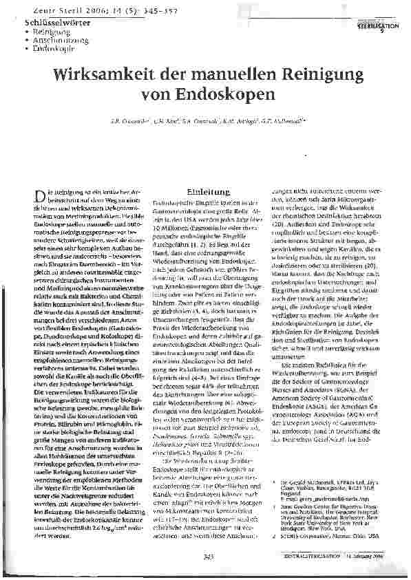 Vorschauseite 1: Wirksamkeit der manuellen Reinigung von Endoskopen