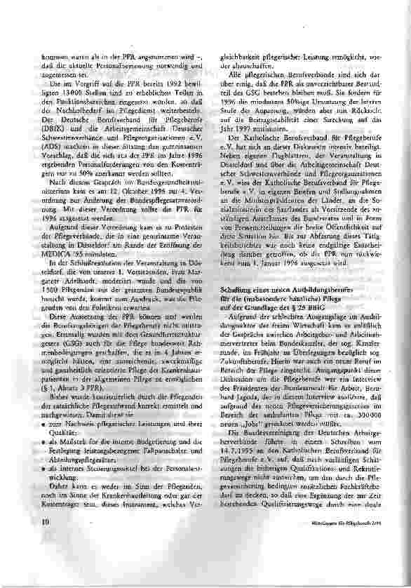 Vorschauseite 3: Tätigkeitsbericht des Katholischen Berufsverbandes für Pflegeberufe e. V. für die Zeit vom 1. Januar bis 31. Dezember 1995