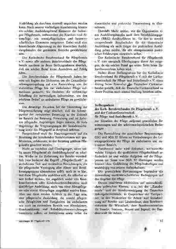 Vorschauseite 4: Tätigkeitsbericht des Katholischen Berufsverbandes für Pflegeberufe e. V. für die Zeit vom 1. Januar bis 31. Dezember 1995