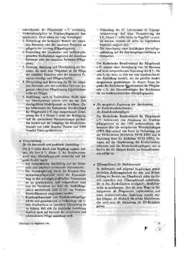 Vorschauseite 6: Tätigkeitsbericht des Katholischen Berufsverbandes für Pflegeberufe e. V. für die Zeit vom 1. Januar bis 31. Dezember 1995