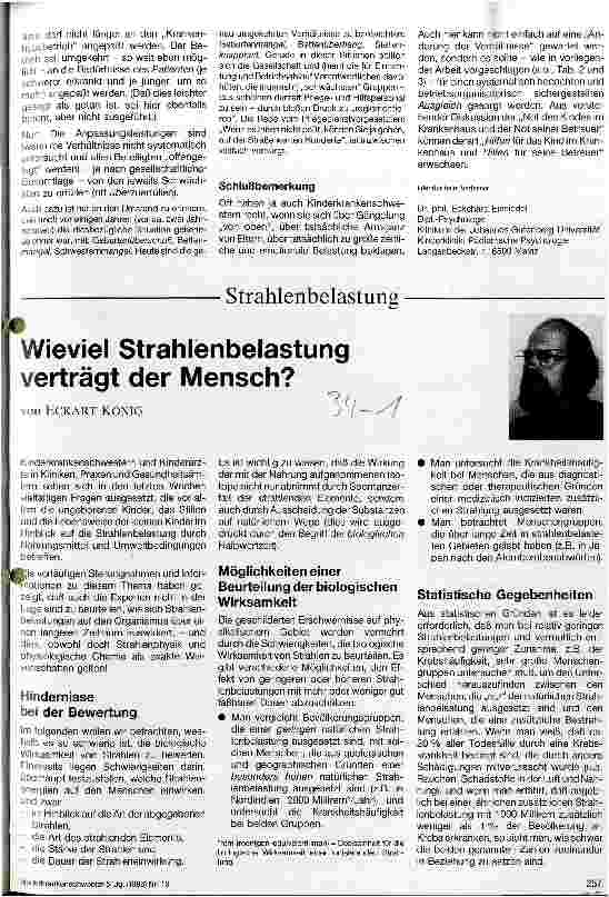 Vorschauseite 1: Wieviel Strahlenbelastung verträgt der Mensch?