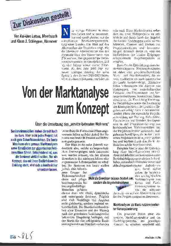 Vorschauseite 1: Von der Marktanalyse zum Konzept Über die Umsetzung des Service-betreuten Wohnens