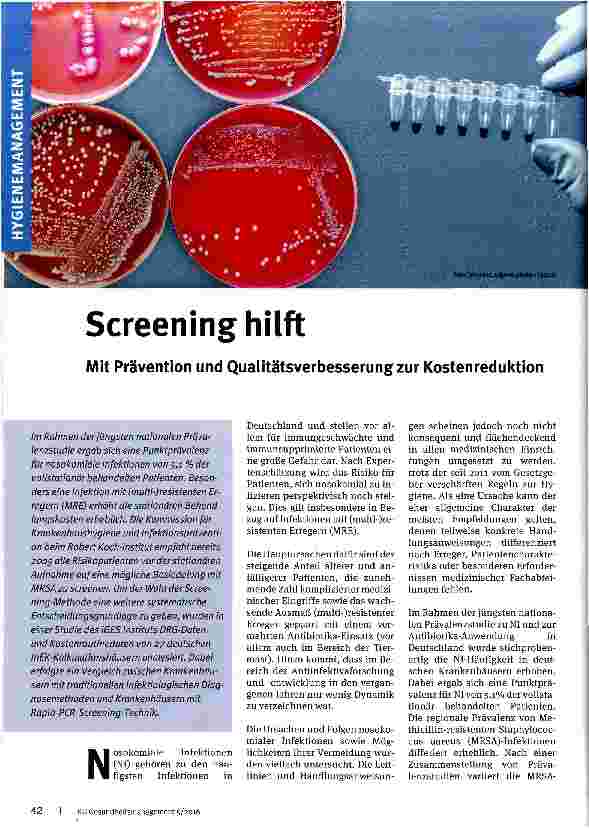 Vorschauseite 1: Screening hilft