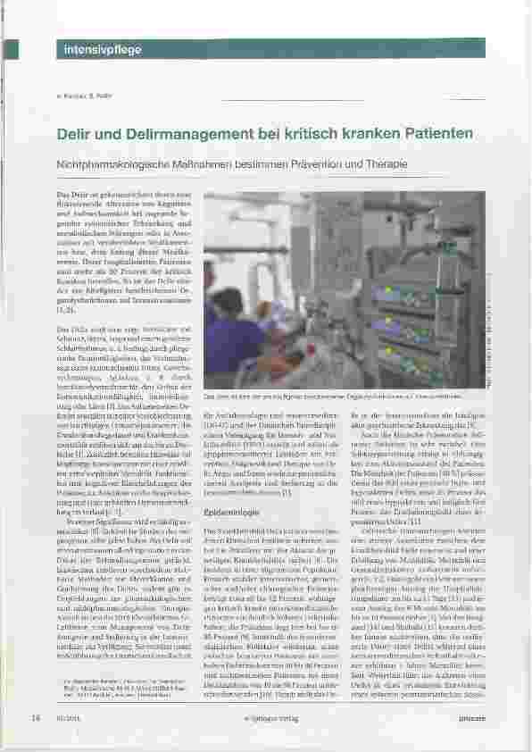 Vorschauseite 1: Delir und Delirmanagement bei kritisch kranken Patienten