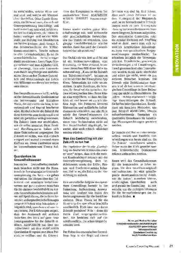 Vorschauseite 3: Querdenken im Gesundheitswesen