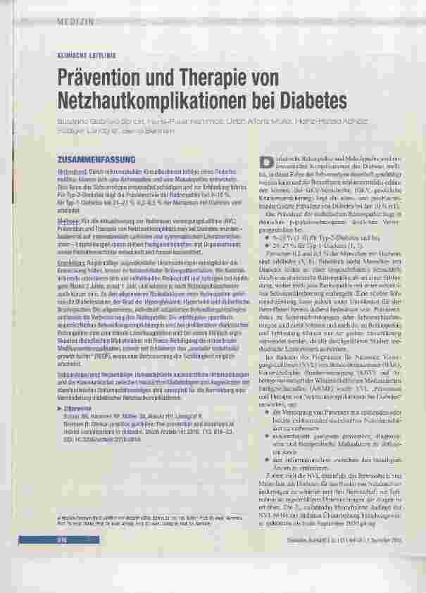Vorschauseite 1: Prävention und Therapie von Netzhautkomplikationen bei Diabetes