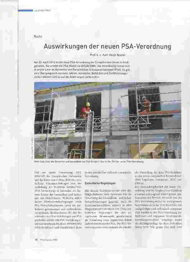 Vorschauseite 1: Auswirkungen der neuen PSA-Verordnung