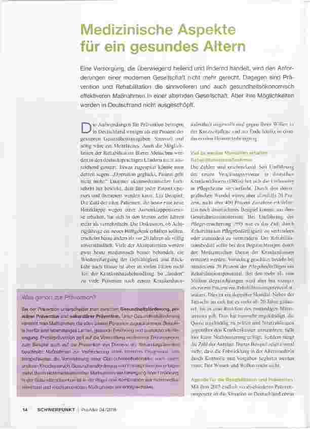 Vorschauseite 1: Medizinische Aspekte für ein gesundes Altern
