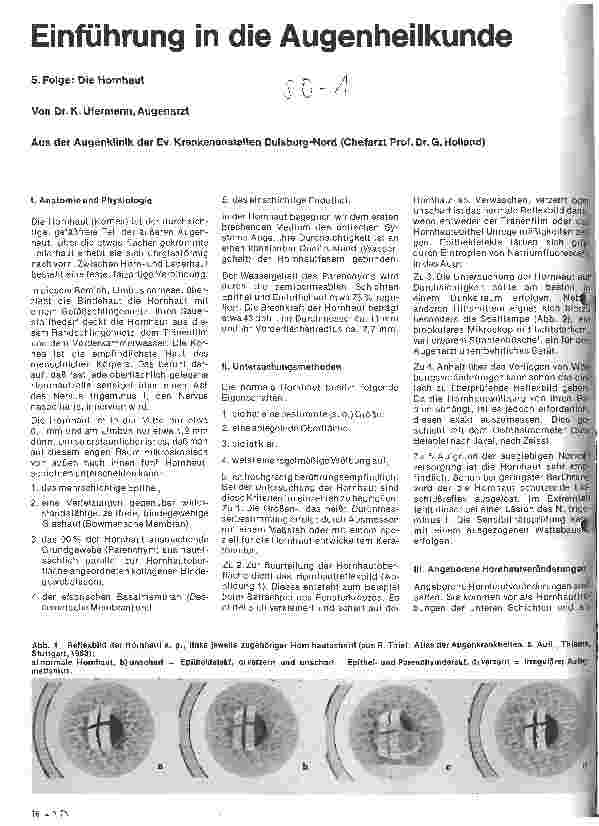 Vorschauseite 1: Einführung in die Augenheilkunde 5. Folge: Die Hornhaut