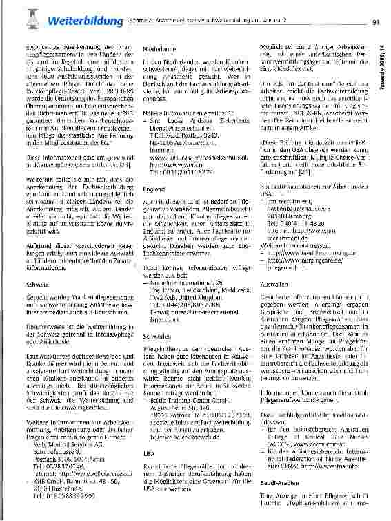 Vorschauseite 6: Anästhesie/Intensivfachweiterbildung und was nun? Qualifikation und berufliche Perspektiven -eine kleine Informationssammlung