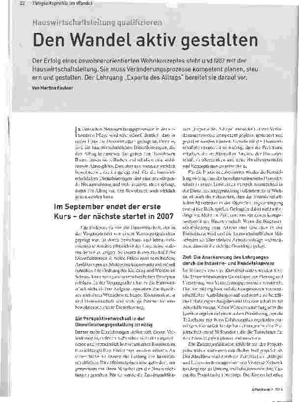Vorschauseite 1: Hauswirtschaftsleitung qualifizierenDen Wandel aktiv gestalten
