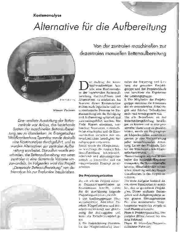 Vorschauseite 1: Alternative für die AufbereitungVon der zentralen maschinellen zur dezentralen manuellen Bettenaufbereitung