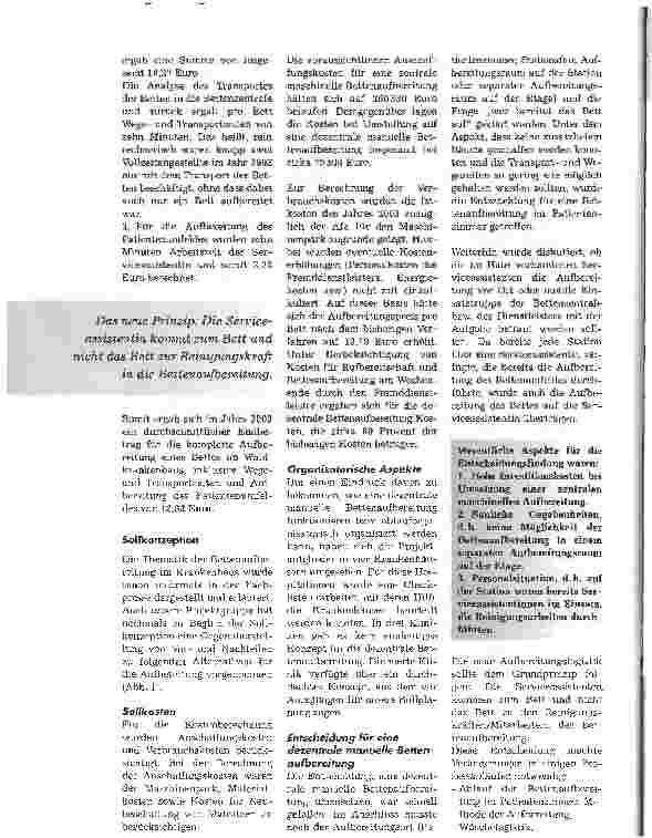 Vorschauseite 3: Alternative für die AufbereitungVon der zentralen maschinellen zur dezentralen manuellen Bettenaufbereitung