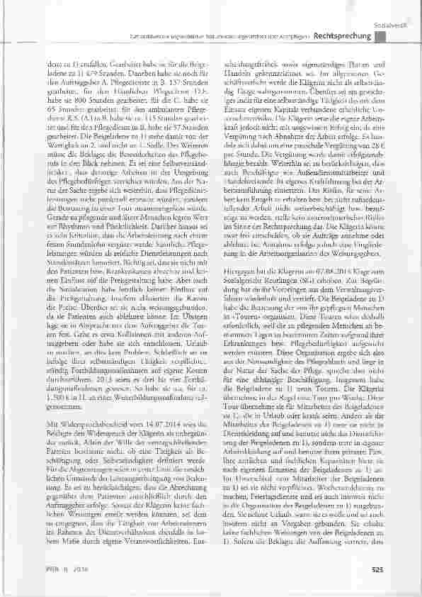 Vorschauseite 4: Zum sozialversicherungsrechtlichen Statusfeststellungsverfahren einer Altenpflegerin