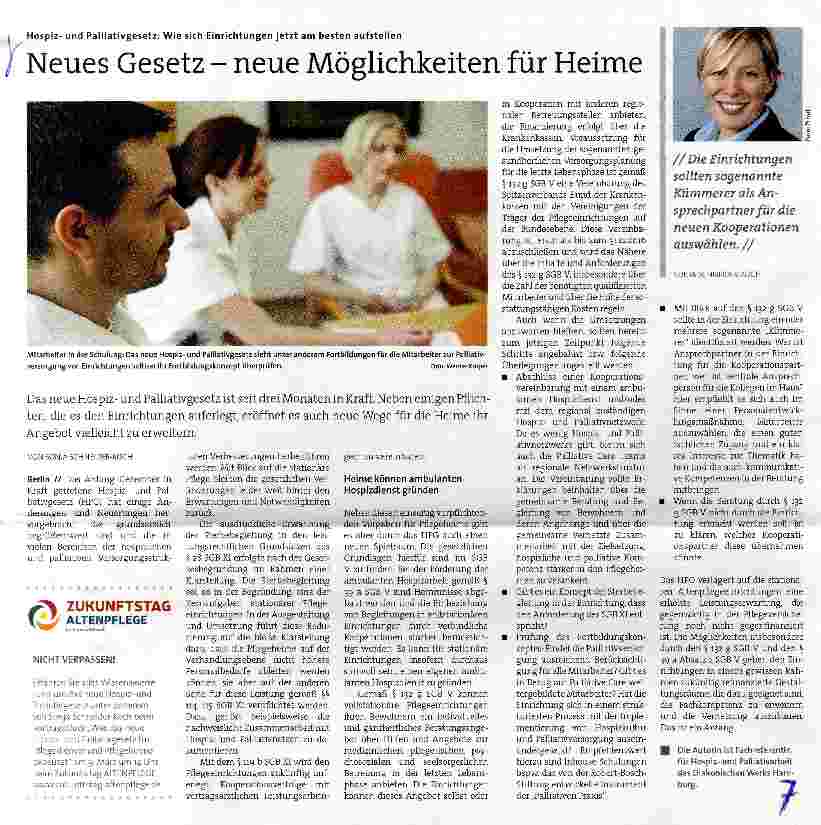 Vorschauseite 1: Hospizund Palliativgesetz: Wie sich Einrichtungen jetzt am besten aufstellen Neues Gesetz - neue Möglichkeiten für Heime