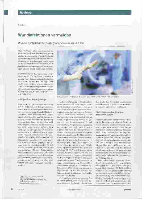 Vorschauseite 1: Wundinfektionen vermeiden Wunde: Einfallstor für Staphyloccoccus aureus & Co